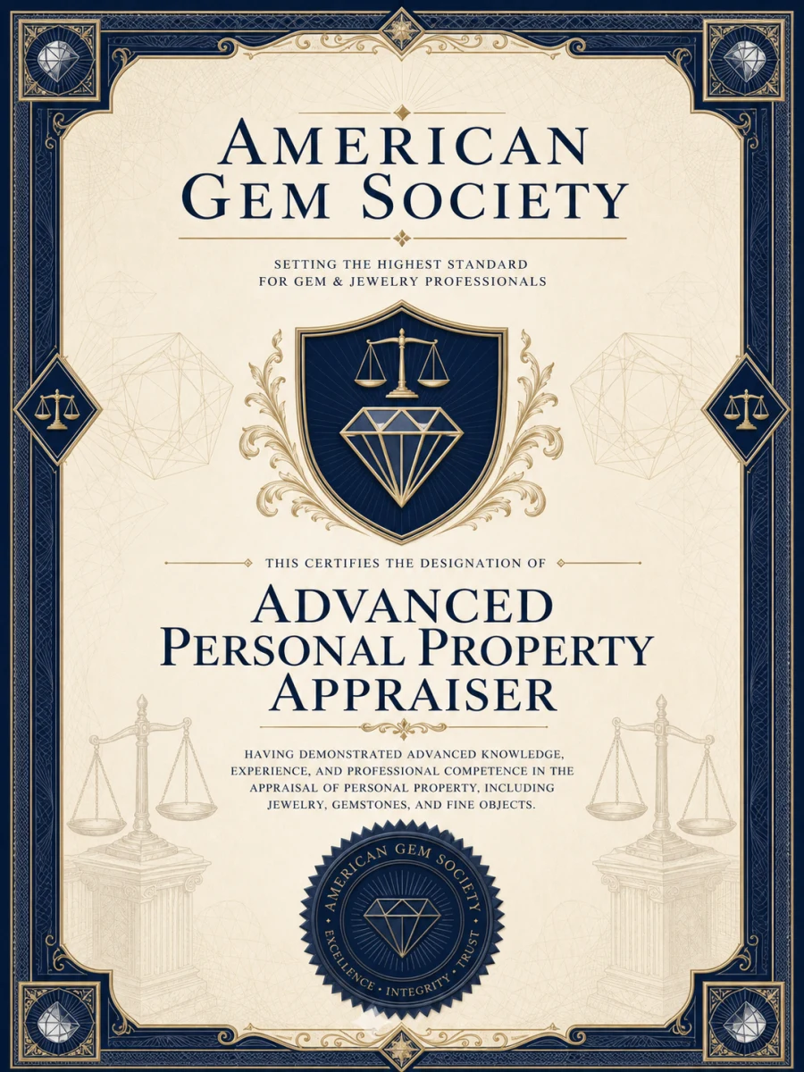 Advanced Personal Property Appraiser credential certificate